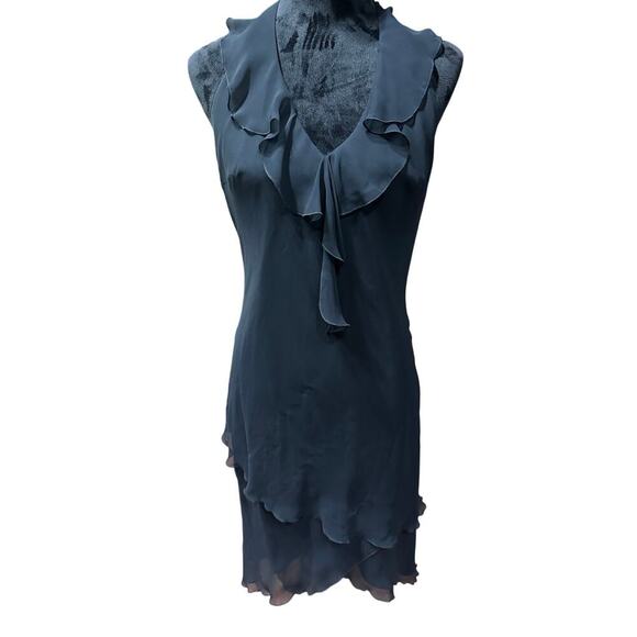 ABS Vintage Formal Dress Halter Style Ruffles tiers Black 10 Elegant HOCO Party - Picture 1 of 13